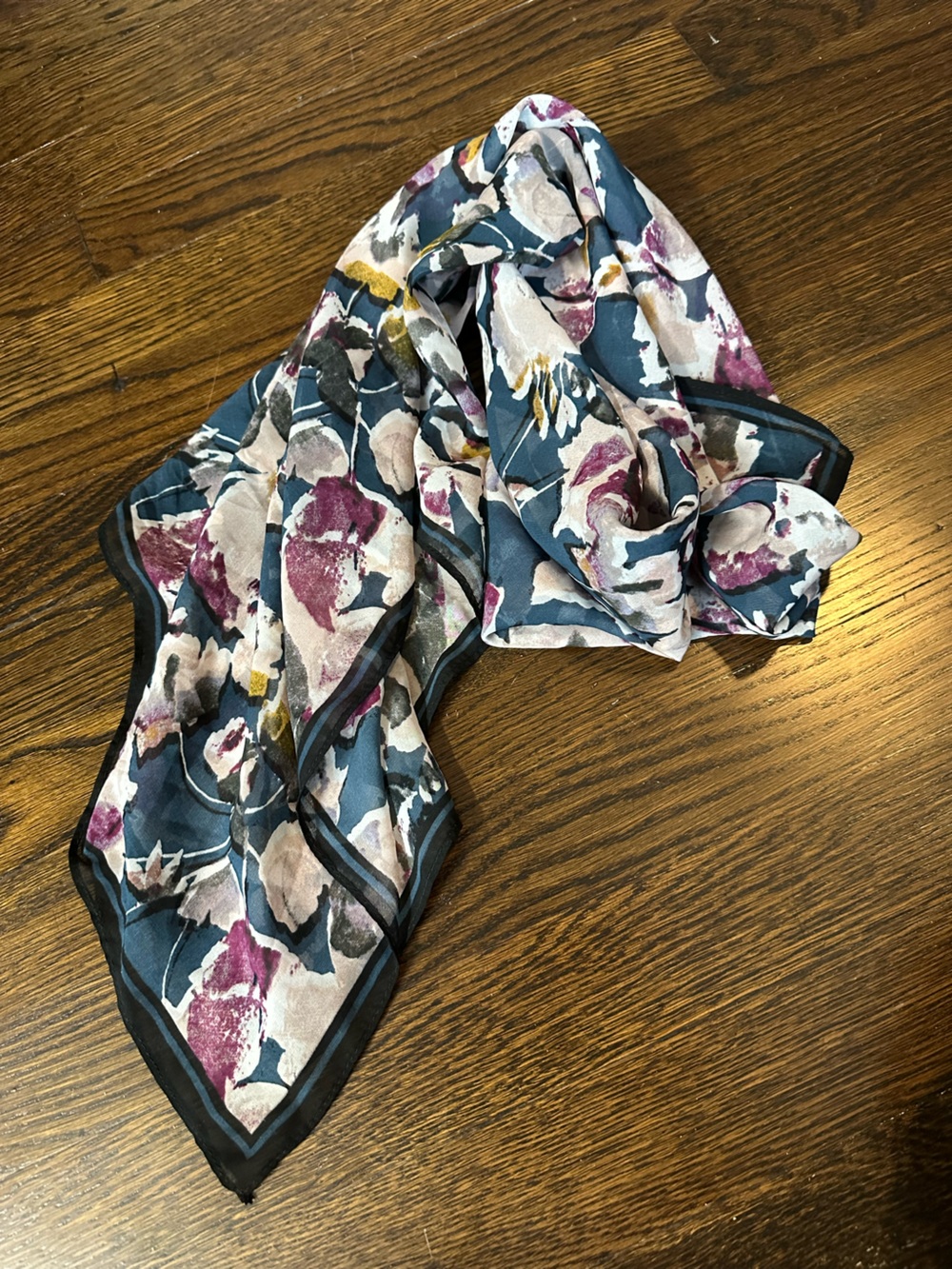 a new day Floral Sheer Scarf in Blue, Pink & Cream